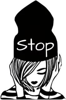 😤 bcff5c01 STOP stop, ragazza, berretto, capelli, donna, illustrazione telegram sticker