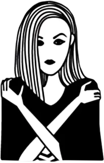 😷 ecf1517b donna, braccia conserte, simbolo, illustrazione, ritratto telegram sticker