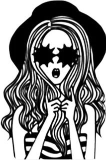 😳 fd0c3d69 donna, cappello, occhiali da sole, moda, illustrazione, ragazza, rock, acconciatura telegram sticker