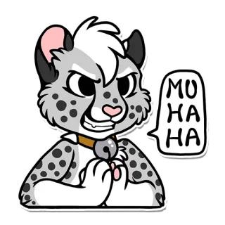 😏 056d7547 MU HA HA macan tutul, binatang, imut, kartun, seringai telegram sticker