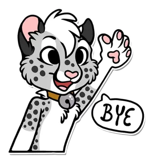 👋 249eb9fa BYE binatang, macan tutul salju, melambai, selamat tinggal, kartun telegram sticker