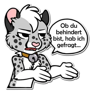 😤 40edec42 Ob du behindert bist, hab ich gefragt... Furry, Binatang, Macan tutul, Balon ucapan, Kucing, Menghina telegram sticker
