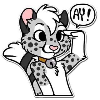 👍 778b798c AY! binatang, macan tutul salju, imut, kartun, salam telegram sticker