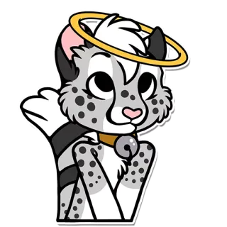 👼 7d10f047 Kartun, Binatang, Macan Tutul Salju, Halo, Lucu, Kalung, Berbulu telegram sticker