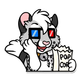 😶 cc53e38b POP CORN binatang, popcorn, menonton, bioskop, kacamata, hiburan telegram sticker