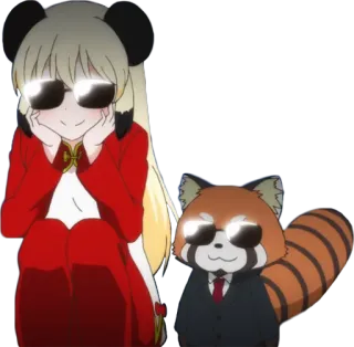 😏 4bafaaad Anime, Panda Rojo, Chica, Gafas de sol, Guay, Dibujos animados telegram sticker