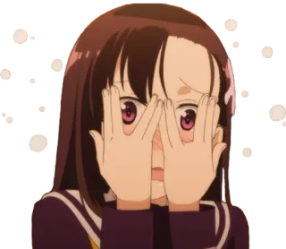 😳 504d61f2 Anime, Chica, Linda, Escondida, Tímida, Cucu, Ilustración telegram sticker