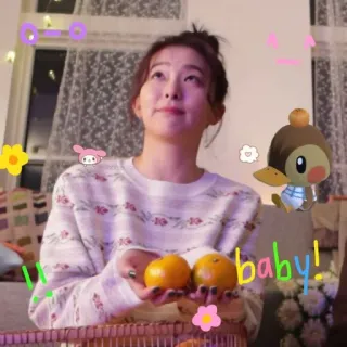 👘 33573d95 baby! schattig, baby, oranje, my melody, eend, bloem telegram sticker