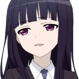 😏 15565695 anime, chica, ojos morados, uniforme escolar, pelo negro telegram sticker