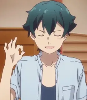 👌 313ca789 Anime, Personaje, Gesto OK, Persona, Sonriendo, Gesto con la mano telegram sticker