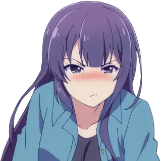 😠 3e0edf95 chica anime, enojado, dibujos animados, sonrojado, anime telegram sticker