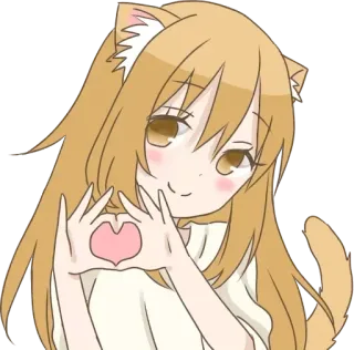 ❤️ 6a82ab85 Anime, Chica gato, Kawaii, Lindo, Corazón, Amor, Chica telegram sticker