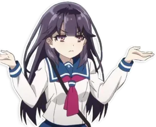 🤷‍♂ aae22420 Anime, Chica, Encogiéndose de hombros, Confundida, Pregunta, Estudiante, Dibujo animado telegram sticker