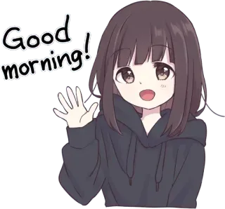 🌞 d0701376 Good morning! buenos días, chica anime, saludo, lindo, dibujos animados telegram sticker
