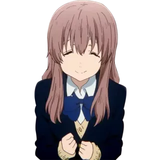 😆 f0326ada Shouko Nishimiya A Silent Voice Anime, Chica, Sonrisa, Uniforme escolar, A Silent Voice, Shouko Nishimiya telegram sticker