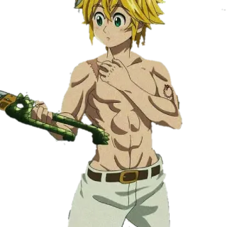 🤕 7be07e69 Meliodas The Seven Deadly Sins Anime, Espada, Personaje, Rubio, Ojos verdes, Los siete pecados capitales telegram sticker