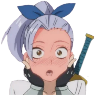🥵 12b37400 Anime, Cartoon, Weiblich, Überrascht, Schwert, Bogen whatsapp sticker