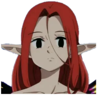 😐 bc5ffd22 Anime, Elf, Rotes Haar, Ernst, Weiblich whatsapp sticker