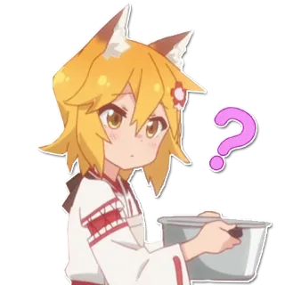 🤔 ade09dfc Senko The Helpful Fox Senko-san 애니메이션, 여우, 질문, 귀여운, 캐릭터 telegram sticker