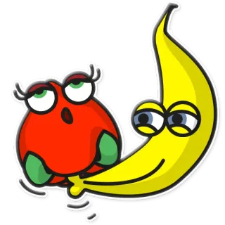 👅 748bc6e1 banane, fruit, dessin animé, pomme, mignon whatsapp sticker
