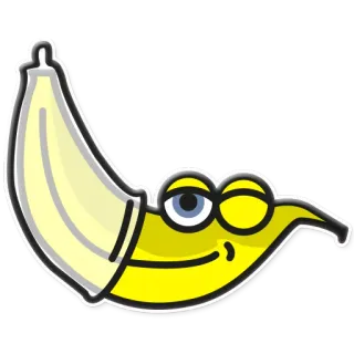 🏥 abe4ee14 banane, fruit, dessin animé, jaune, clin d'oeil whatsapp sticker