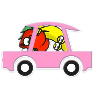 🚗 e41c6ebe tomate, banane, dessin animé, voiture, fruit, mignon whatsapp sticker