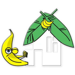 🏡 efc24f70 banane, maison, dessin animé, fruit, maison whatsapp sticker