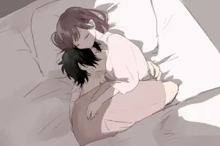 🌟 0f022aa3 coppia, letto, dormire, amore, abbraccio, relazione whatsapp sticker