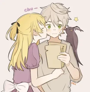 🌟 77768524 Bennett Chu~ Anime, Bacio, Ragazzo, Ragazza, Coppia whatsapp sticker