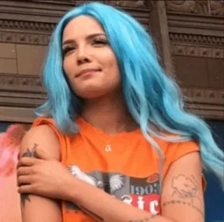 ✨ 28ab453a Halsey chanteur, musicien, cheveux bleus, personne, célébrité whatsapp sticker