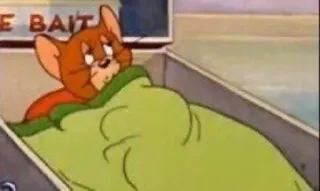 🙄 d1fec933 Jerry Mouse Tom and Jerry การ์ตูน, หนู, ผ้าห่ม, ง่วง, เจอร์รี่ telegram sticker