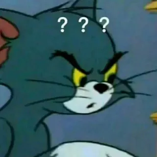 🧐 e42a843e Tom Cat Tom and Jerry ??? การ์ตูน, แมว, สับสน, คำถาม, มีม, ทอมแอนด์เจอร์รี่ telegram sticker
