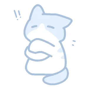 ☁️ 308c7b84 猫, 难过, 蓝色, 动物, 小猫, 卡通 telegram sticker