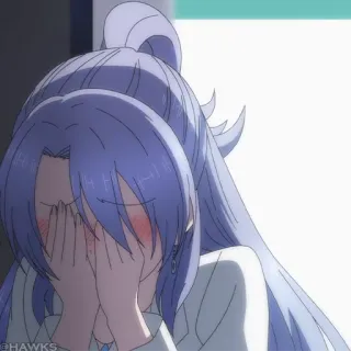 🌡 38b784db animé, pleurer, triste, femme, gênée, se cacher le visage telegram sticker