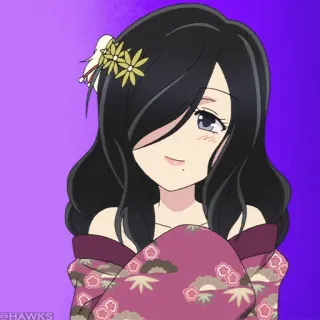 🧪 4a267e95 @HAWKS Anime, Femme, Fleur, Cheveux, Kimono telegram sticker