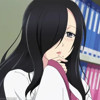 🧪 5d1f6efa animé, femme, cheveux noirs, mignon telegram sticker