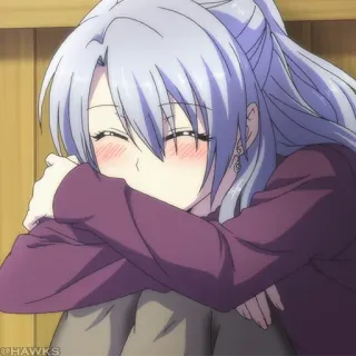 🧪 84745b54 Anime, Fille, Mignon, Joyeux, Violet, Cheveux argentés telegram sticker