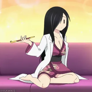 🌡 93a90561 Anime, Femme, Personnage, Fille, Kimono, Pipe à fumer telegram sticker