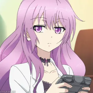 🧪 aa5adb6c fille anime, cheveux violets, personnage, portrait, gaming, console de jeux telegram sticker