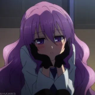 🧪 b4844bd8 Anime, fille, cheveux roses, mignon, gants telegram sticker