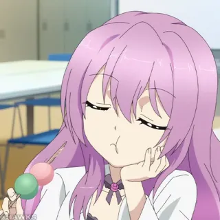 🌡 d127f429 anime, fille, mignon, kawaii, dango, cheveux violets telegram sticker