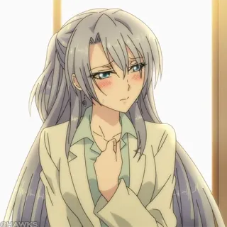 🧪 d2fd708b animé, femme, personnage, cheveux longs, cheveux argentés, fille animé, formel telegram sticker