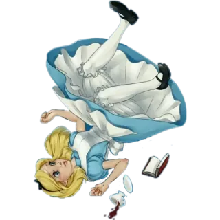 🌟 63186e6f Alice Alice in Wonderland alice ở xứ sở thần tiên, rơi, phiêu lưu, ảo mộng, tách trà, sách telegram sticker