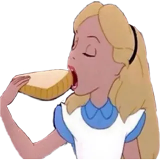 🌟 670a56db Alice Alice in Wonderland Alice, Alice ở xứ sở thần tiên, Disney, Hoạt hình, Ăn, Thức ăn, Tóc vàng telegram sticker