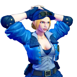 🚓 b90300ef Lucia Morgan Street Fighter V Lucia, Street Fighter V, polisi, petugas polisi, karakter video game, pirang telegram sticker