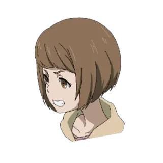 😠 36f3a8ed Anime, Frau, Aufkleber, Cartoon, Braune Haare, Kurze Haare, Person telegram sticker