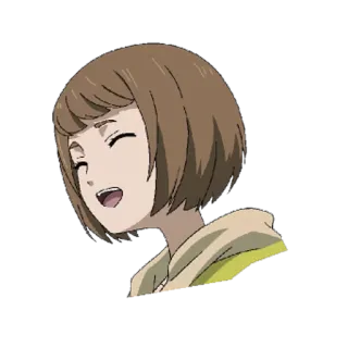 😆 b673c3ec Anime Mädchen, Cartoon Figur, lächelnd, brünett, weiblich, süß telegram sticker