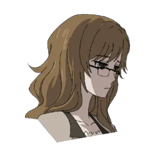 😞 d8987076 Makise Kurisu Steins;Gate Anime, Mädchen, Wissenschaftlerin, traurig, Brille, braune Haare telegram sticker