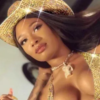 ⭐️ 6164dcf7 Megan Thee Stallion 메건 더 스탤리온, 래퍼, 카우보이 모자, 가수, 유명인 telegram sticker