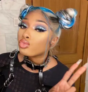 ✌ eaaa2f55 Megan Thee Stallion 여자, 유명인, 메건 더 스탤리언, 래퍼, 사람, 포즈 telegram sticker